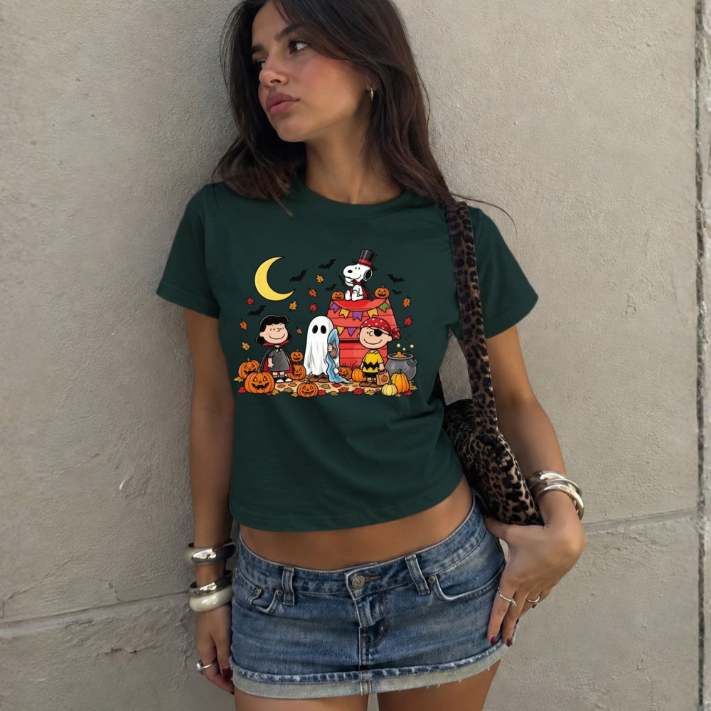 Peanuts Snoopy Charlie Brown Halloween Pumpkin Moon BabyTee